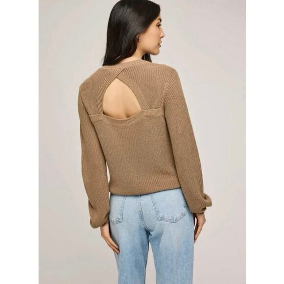 Gentle Fawn Maxine Back Cut Out Crewneck Knit Sweater Heather Taupe New XL - Picture 2 of 15